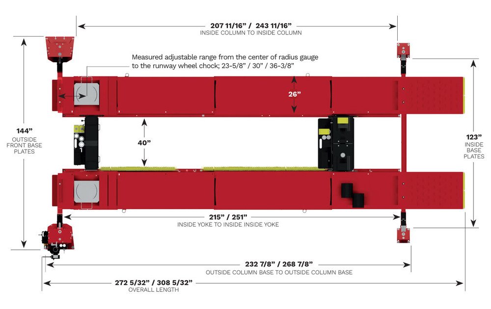 Rotary ARO22 22,000 lb ALI Certified Four-Post Heavy-Duty Open-Front Alignment Lift + Rolling Jacks - Image 2