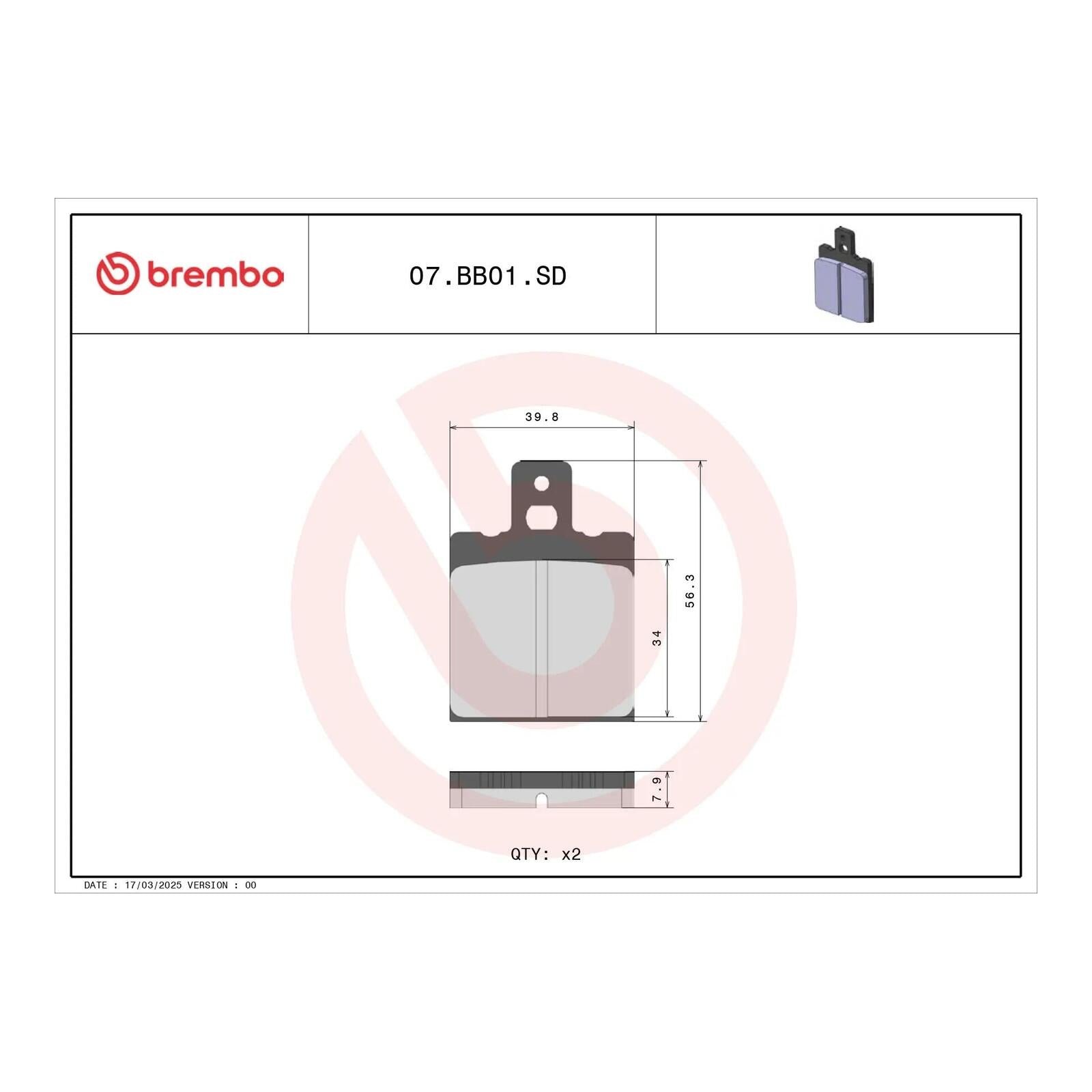 Brembo Prime Brake Pad Sinter Rear 07BB01SD - Image 3