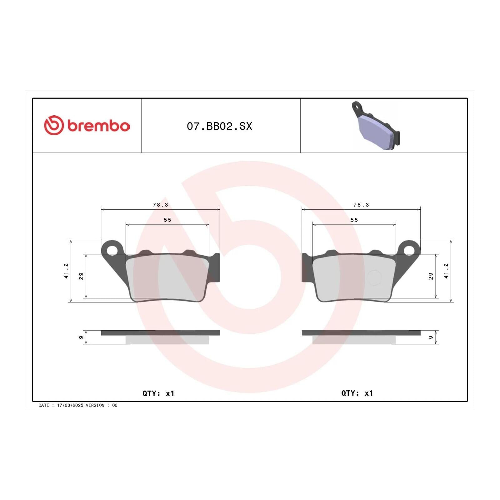 Brembo Upgrade Brake Pad Sinter Rear 07BB02SX - Image 3