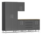 Ulti-MATE Garage Cabinets 2.0 Series Grey Metallic 6-Piece Set with Bamboo Top
