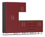 Ulti-MATE Garage Cabinets 2.0 Series Red Metallic 6-Piece Set with Bamboo Top