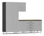 Ulti-MATE Garage Cabinets 2.0 Series Silver Metallic 6-Piece Set with Bamboo Top
