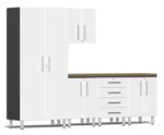 Ulti-MATE Garage Cabinets 2.0 Series White Metallic 6-Piece Set with Bamboo Top