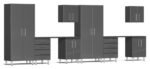 Ulti-MATE Garage Cabinets 2.0 Series Grey Metallic 10-Piece Set with Dual Workstation
