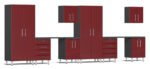 Ulti-MATE Garage Cabinet 2.0 Series 10-Piece Set with Dual Workstation Red Metallic