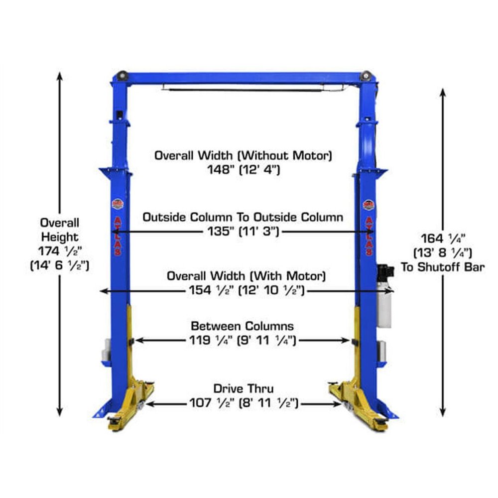 Atlas Platinum PVL15 ALI Certified Commercial Overhead 15,000 lb. Capacity 2-Post Lift - Image 12